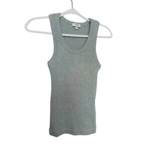 Agolde XS Poppy Tank Top Gray Ribbed Organic Cotton Blend Made in USA